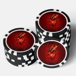 Vlammend hart. poker chips