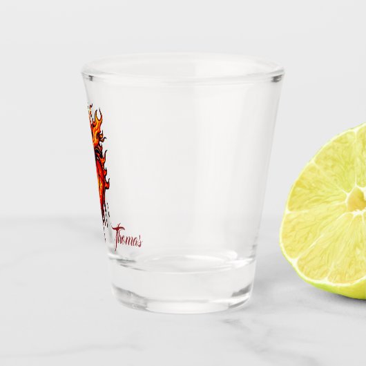 Vlammend hart. shot glas (Rechts)