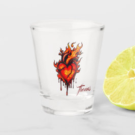 Vlammend hart. shot glas