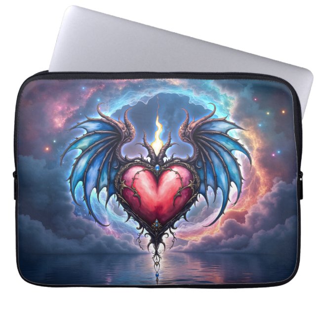 Vlammend Hart van de Maan – Gotische Kosmische Lie Laptop Sleeve (Voorkant)