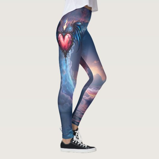 Vlammend Hart van de Maan – Gotische Kosmische Lie Leggings (Rechts)