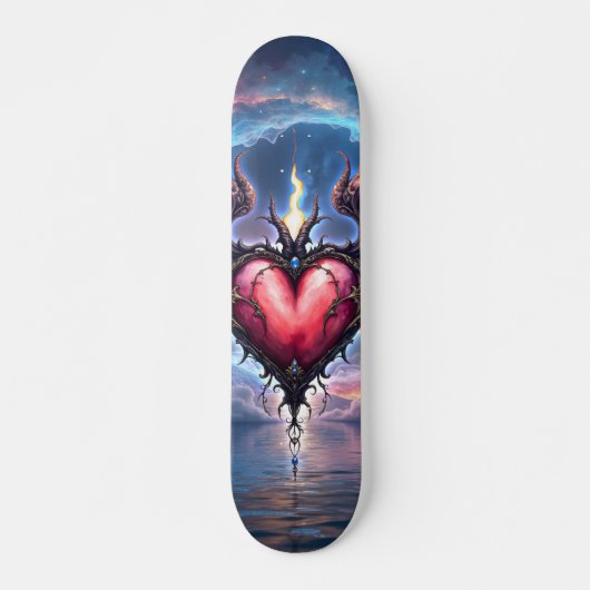 Vlammend Hart van de Maan – Gotische Kosmische Lie Persoonlijk Skateboard (Voorkant)