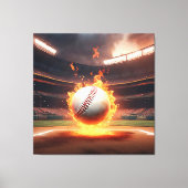 Vlammend honkbal in stadion canvas afdruk (Voorkant)
