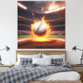 Vlammend honkbal in stadion canvas afdruk (Insitu (Slaapkamer))