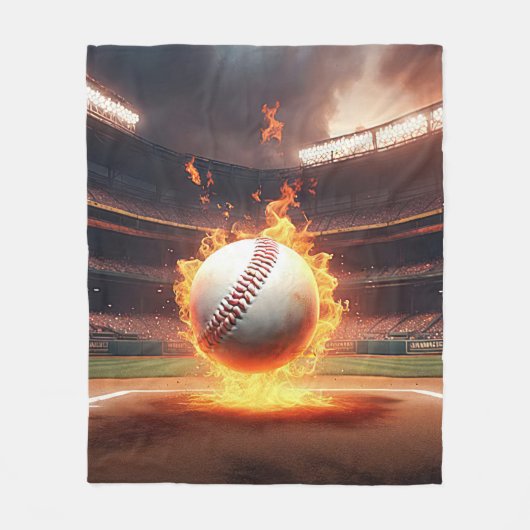 Vlammend honkbal in stadion fleece deken (Voorkant)