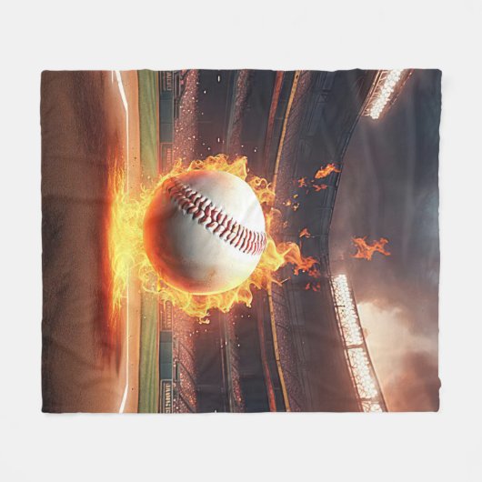 Vlammend honkbal in stadion fleece deken (Voorkant (Horizontaal))