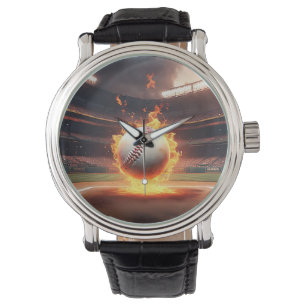 Vlammend honkbal in stadion horloge