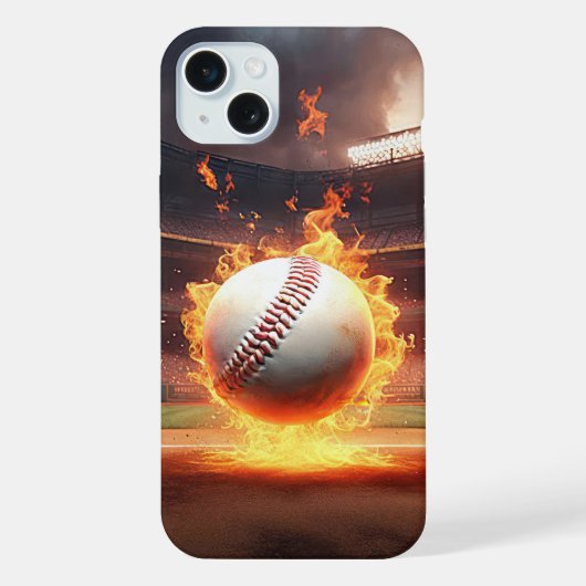 Vlammend honkbal in stadion iPhone hoesje (Achterkant)