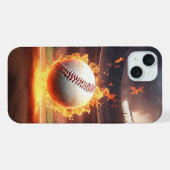 Vlammend honkbal in stadion iPhone hoesje (Achterkant horizontaal)
