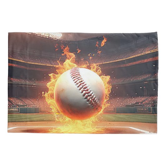 Vlammend honkbal in stadion kussensloop (Achterkant-Links)