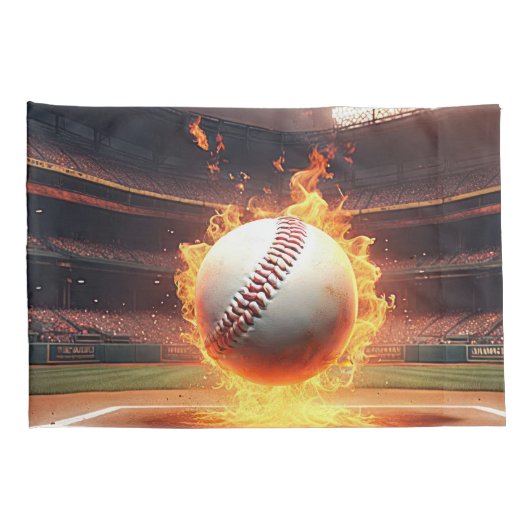 Vlammend honkbal in stadion kussensloop (Achterkant-Rechts)