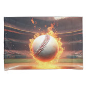 Vlammend honkbal in stadion kussensloop (Voorkant-Rechts)