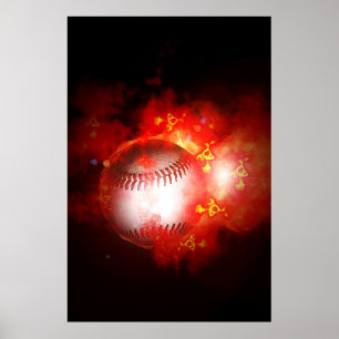 Vlammend honkbal Inspirerend Poster