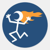 Vlammend Hoofd Ronde Sticker (Voorkant)