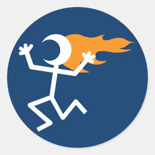 Vlammend Hoofd Ronde Sticker (Voorkant)