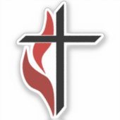 Vlammend Kruis Sticker (Voorkant)