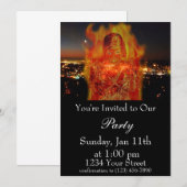 Vlammend Meisje Feest Uitnodiging (Voorkant / Achterkant)