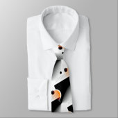 Vlammend moderne oranje geometrische chic monogram stropdas (Gebonden)