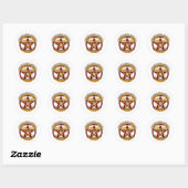 Vlammend pentagram ronde sticker (Vel)