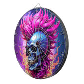 Vlammend Punk Schedel Dartbord (Voorkant Rechts)