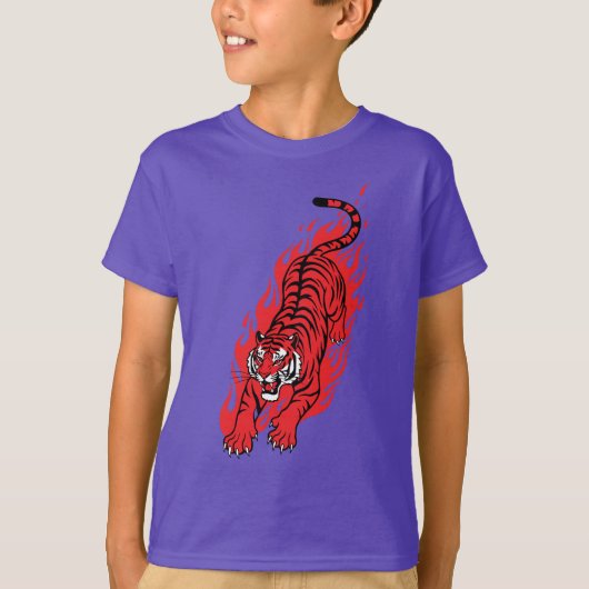 Vlammend Rode Tijger – Woeste Vuur Beest T-shirt (Voorkant)