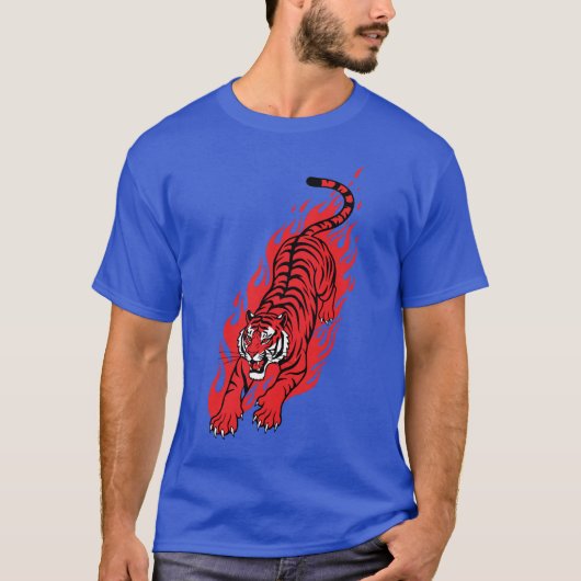 Vlammend Rode Tijger – Woeste Vuur Beest T-shirt (Voorkant)