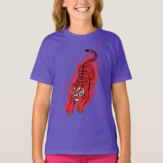 Vlammend Rode Tijger – Woeste Vuur Beest T-shirt (Voorkant)