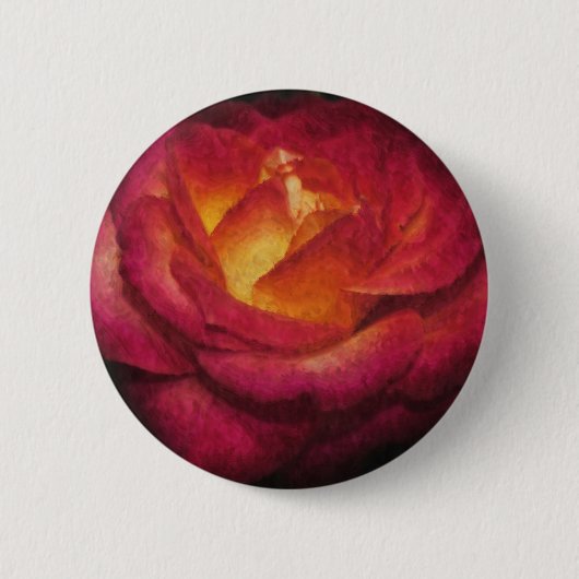 Vlammend Roos olieverfschilderij Ronde Button 5,7 Cm (Voorkant)