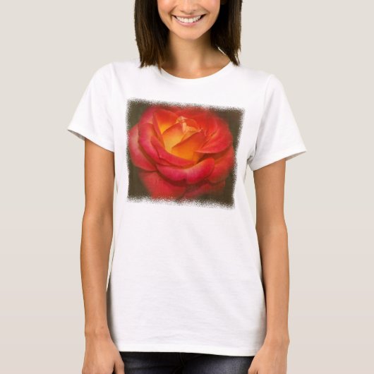 Vlammend Roos op perkament T-shirt (Voorkant)
