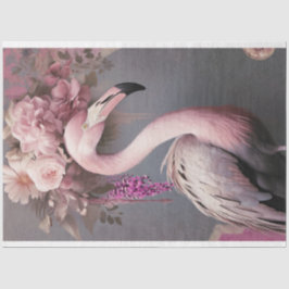 Vlammend Roze Flamingovogel en Bloemkunst Tissuepapier