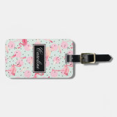 Vlammend Roze Veren Op Stippen Bagagelabel (Voorkant horizontaal)