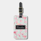 Vlammend Roze Veren Op Stippen Bagagelabel (Voorkant verticaal)