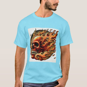 Vlammend schedelkunstwerk t-shirt