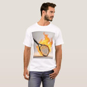 Vlammend tennisracket met achtergrond t-shirt (Voorkant volledig)
