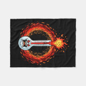 Vlammend woedende thermometer extreme hitte woede  fleece deken (Voorkant (Horizontaal))