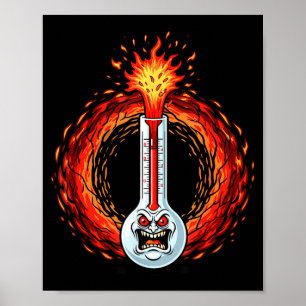 Vlammend woedende thermometer extreme hitte woede poster