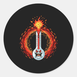 Vlammend woedende thermometer extreme hitte woede ronde sticker