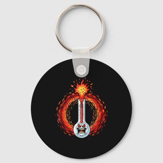 Vlammend woedende thermometer extreme hitte woede  sleutelhanger (Voorkant)
