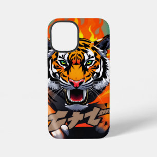 Vlammende anime tijger iPhone 12 mini hoesje