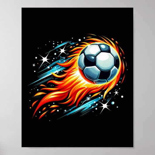 Vlammende Asteroid Voetbal Ll  Poster (Voorkant)