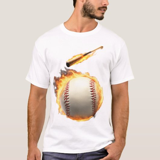 Vlammende Baseball Bat Hitting Ball Cool Design T-shirt (Voorkant)