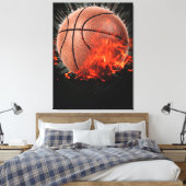 Vlammende Basketbal Canvas Afdruk (Insitu (Slaapkamer))