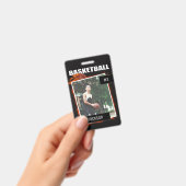 Vlammende basketbal gepersonaliseerde fotobadge badge (Handheld)
