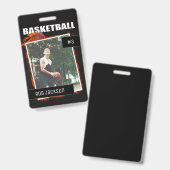 Vlammende basketbal gepersonaliseerde fotobadge badge (Voor- en achterkant)