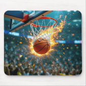 Vlammende basketbal in het net muismat (Voorkant)