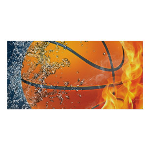 Vlammende basketbal perfect poster