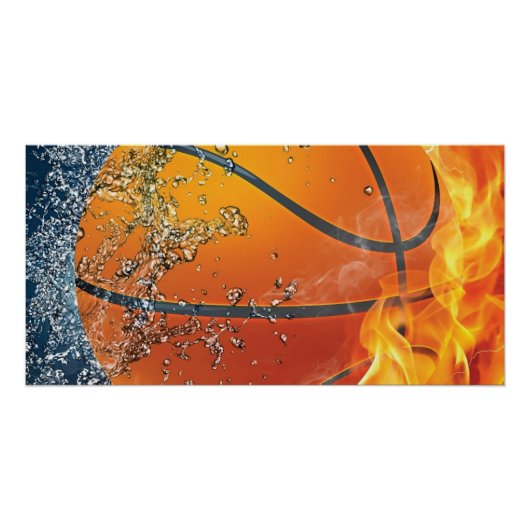 Vlammende basketbal perfect poster (Voorkant)