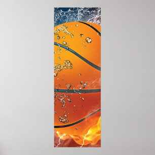 Vlammende basketbal poster