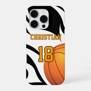Vlammende Basketbal Zwart en Wit iPhone 16 Pro Hoesje