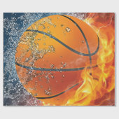 Vlammende basketbalworp kussen cadeaupapier (Vlak)
